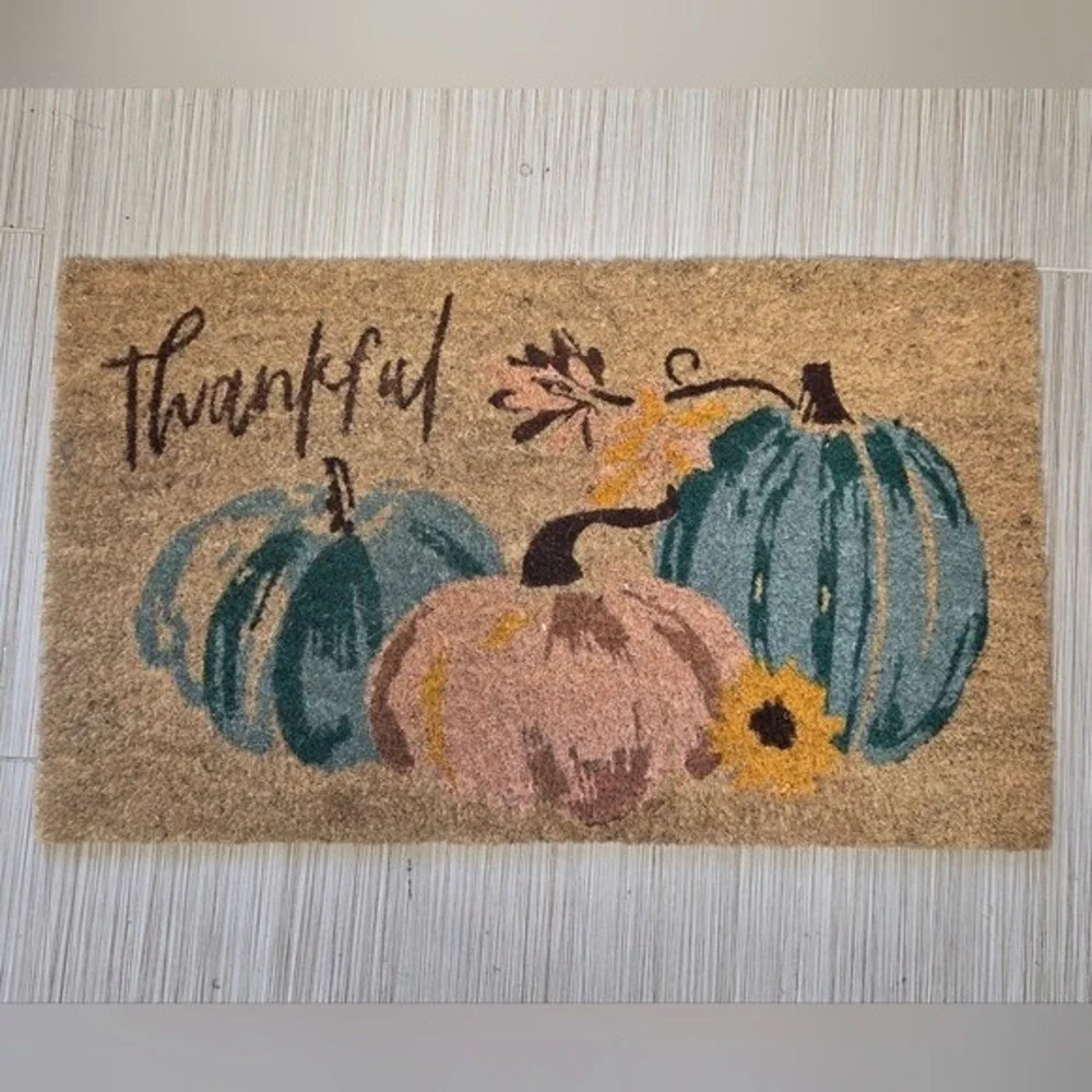 Thankful Fall Pumpkins Autumn Coir Front Doormat‎